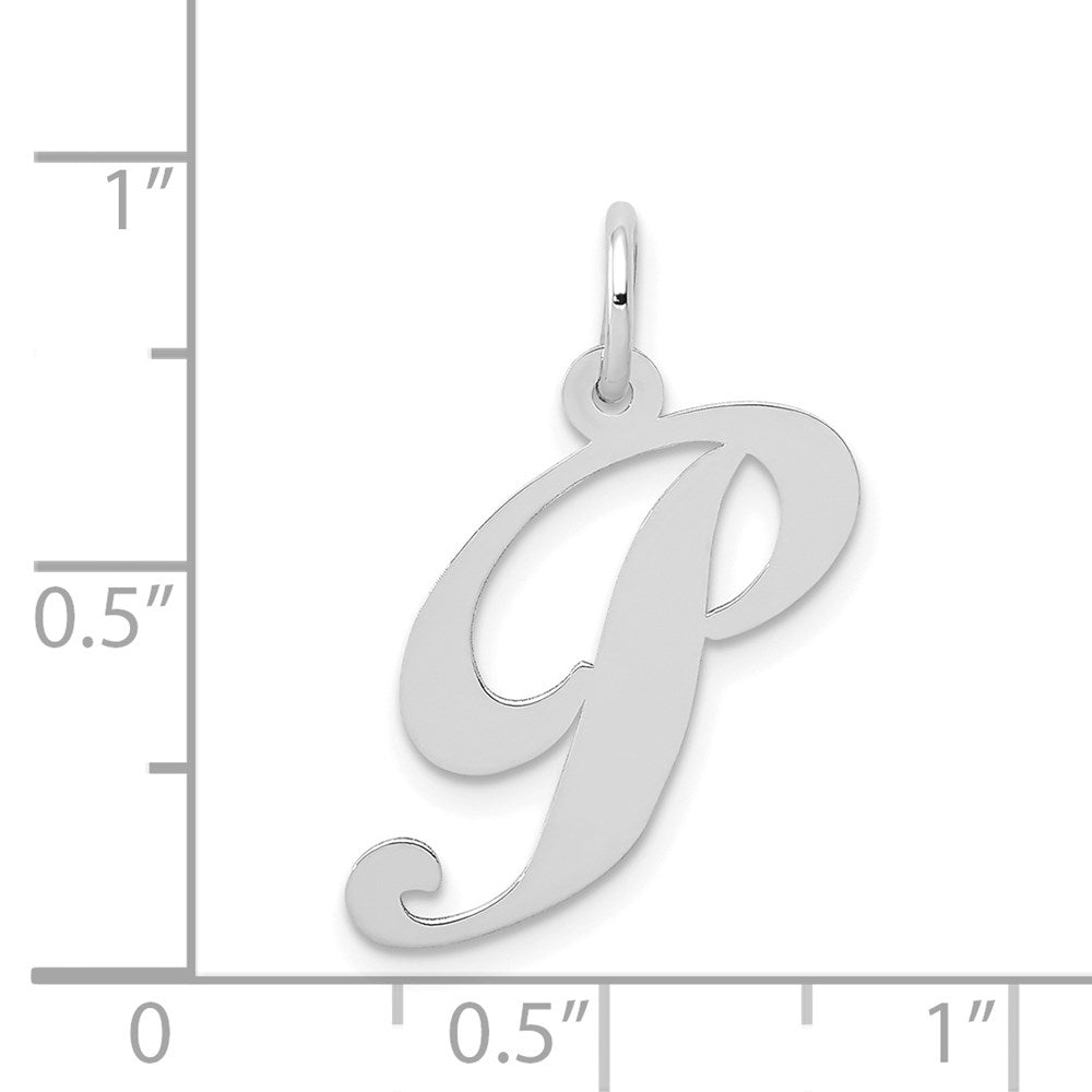 FJC Finejewelers 14 kt White Gold Medium Fancy Script Letter P Initial Charm
