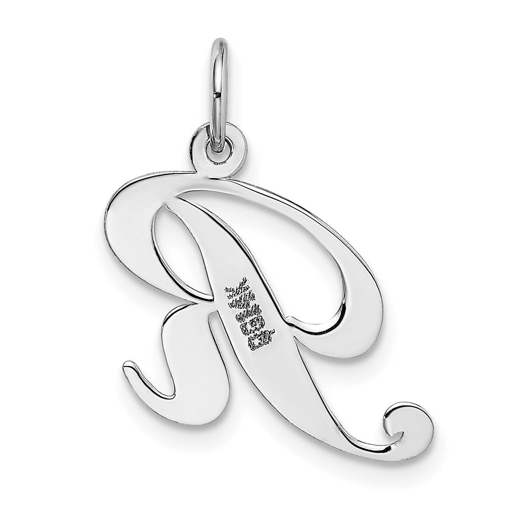 FJC Finejewelers 14 kt White Gold Medium Fancy Script Letter R Initial Charm