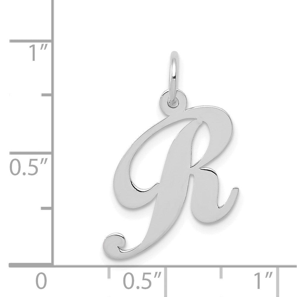 FJC Finejewelers 14 kt White Gold Medium Fancy Script Letter R Initial Charm