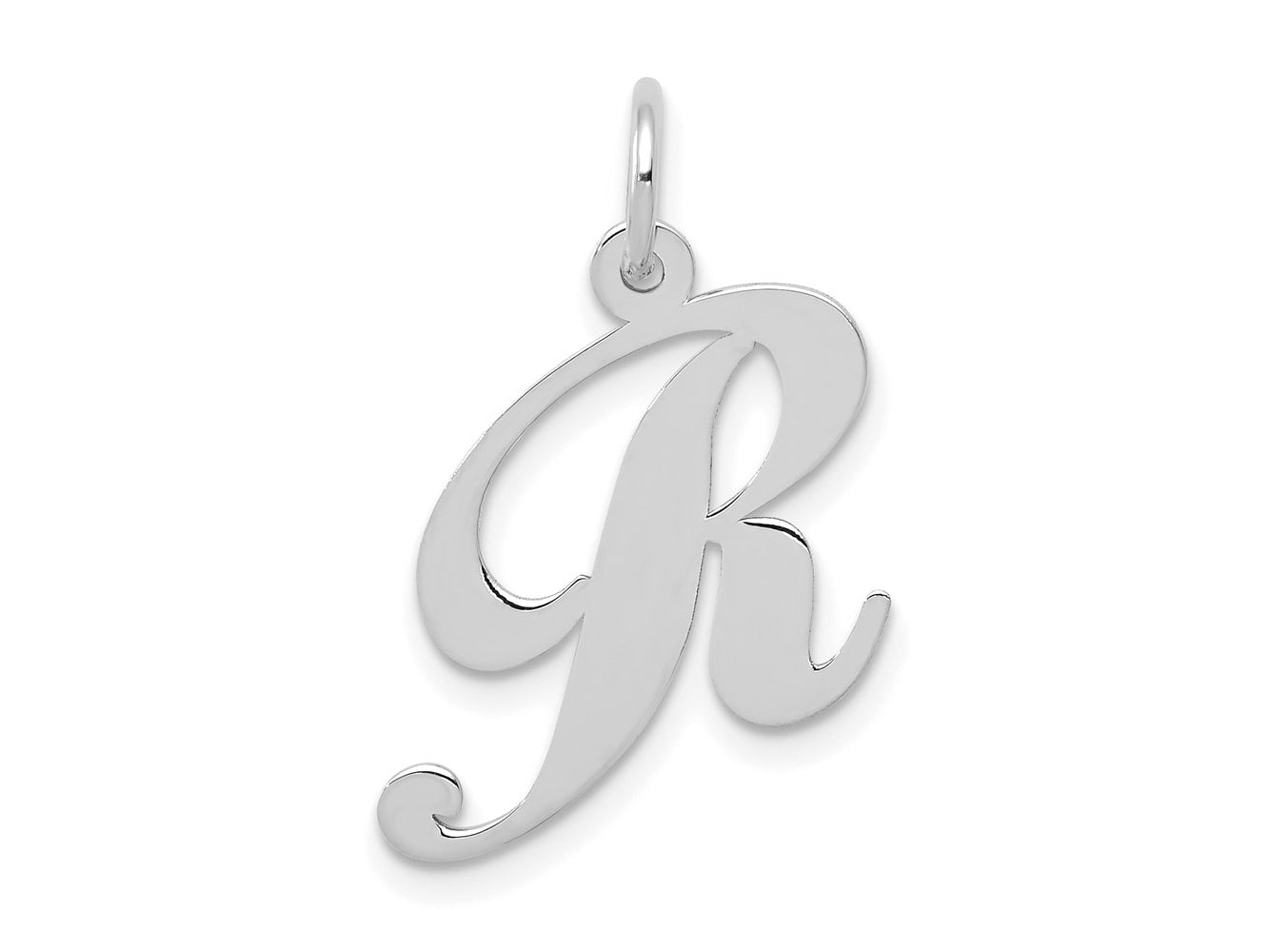 FJC Finejewelers 14 kt White Gold Medium Fancy Script Letter R Initial Charm