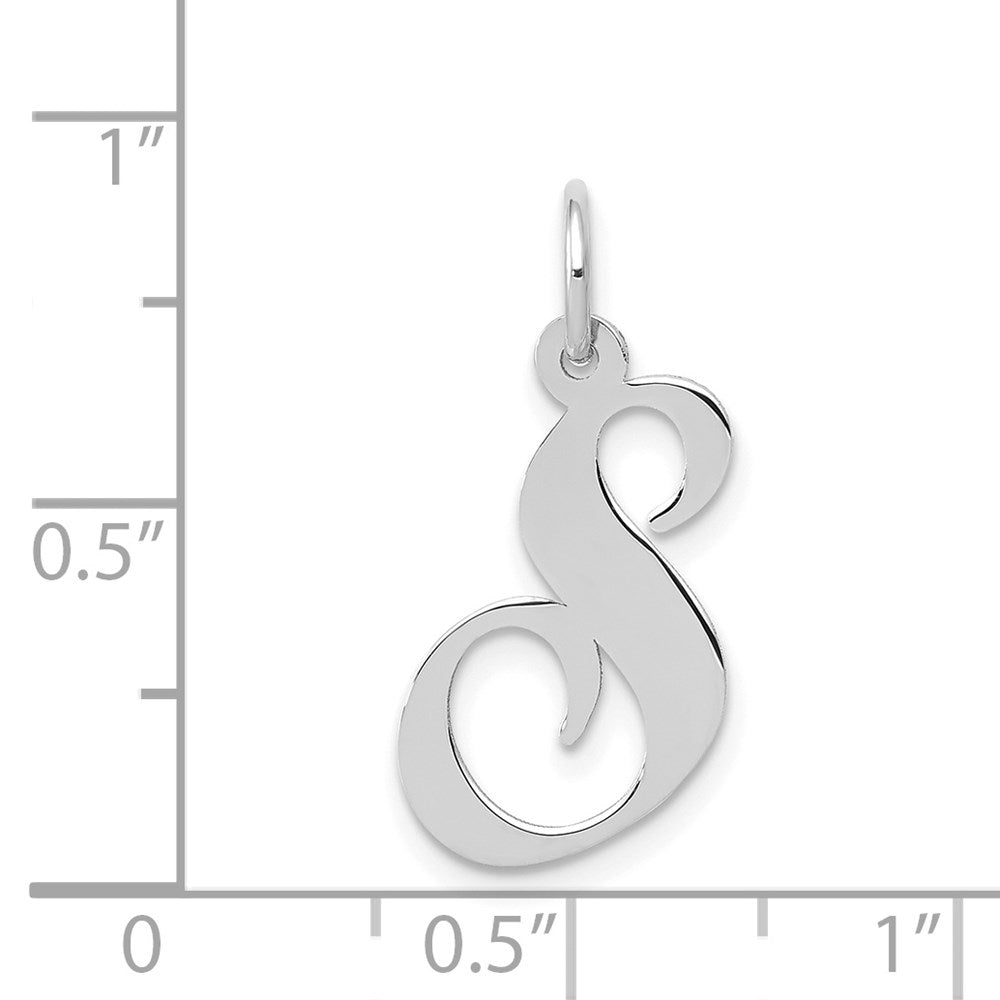 FJC Finejewelers 14 kt White Gold Medium Fancy Script Letter S Initial Charm