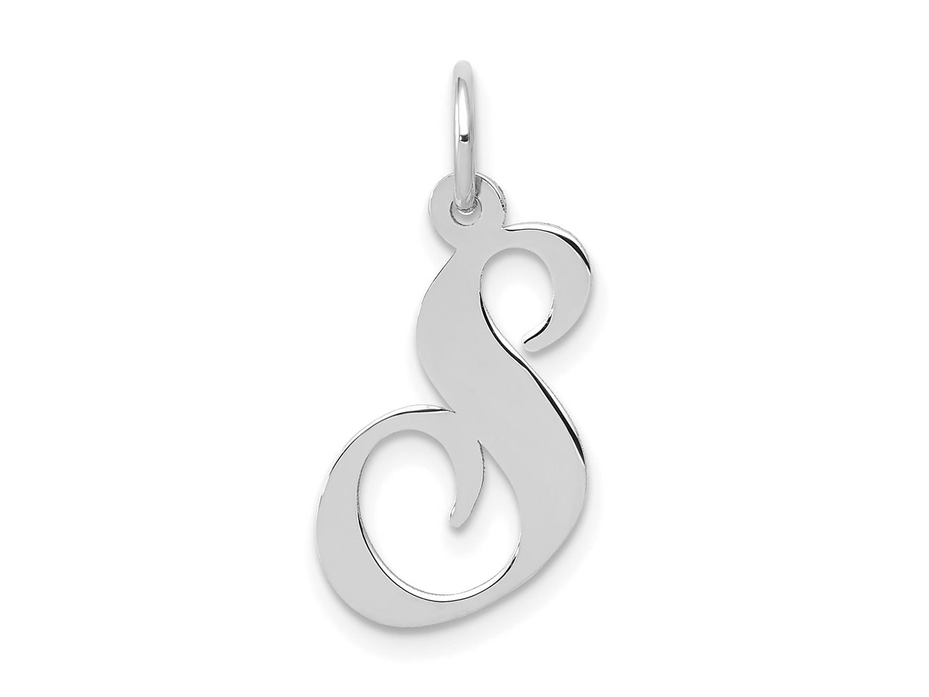 FJC Finejewelers 14 kt White Gold Medium Fancy Script Letter S Initial Charm
