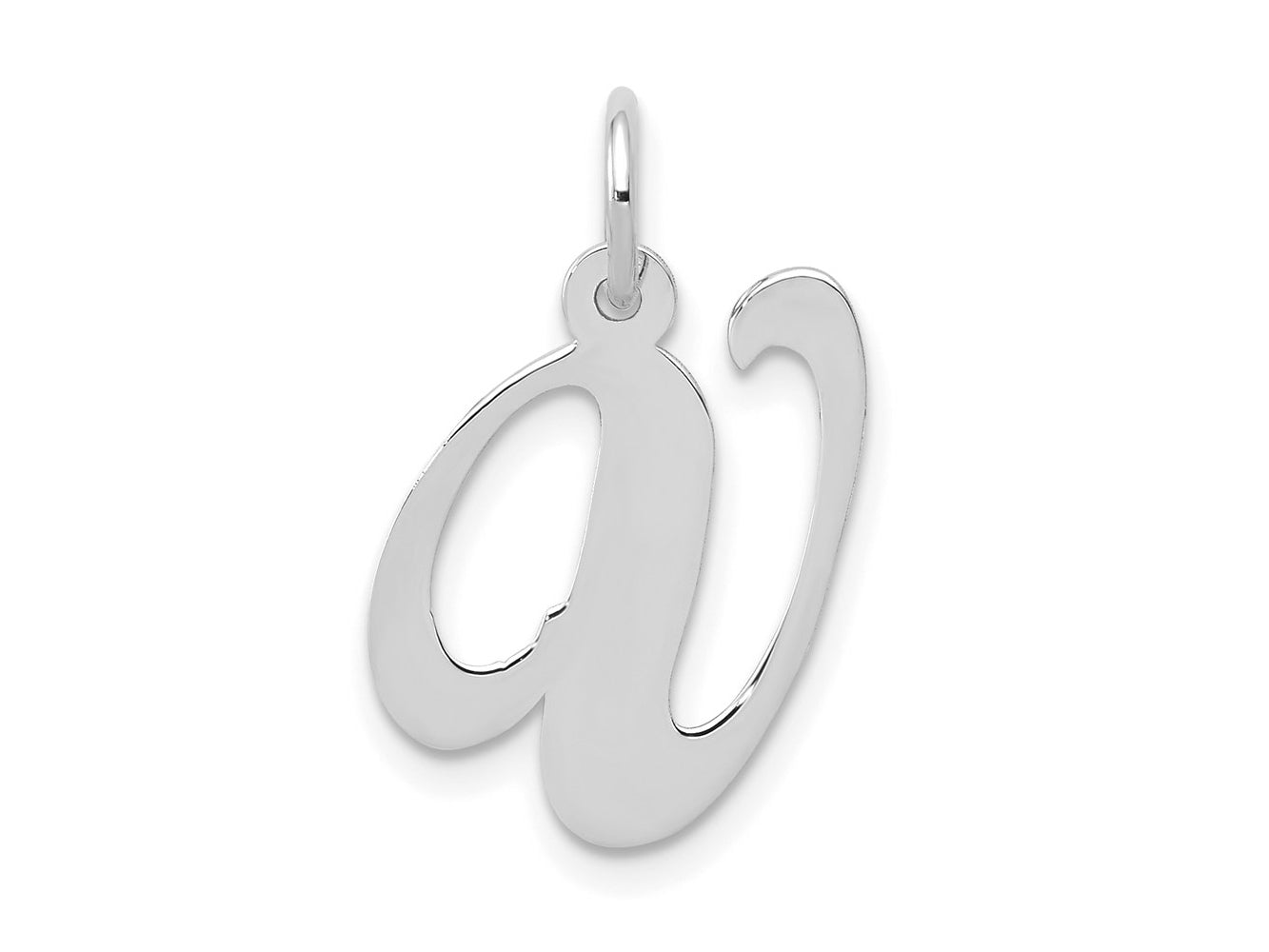FJC Finejewelers 14 kt White Gold Medium Fancy Script Letter V Initial Charm