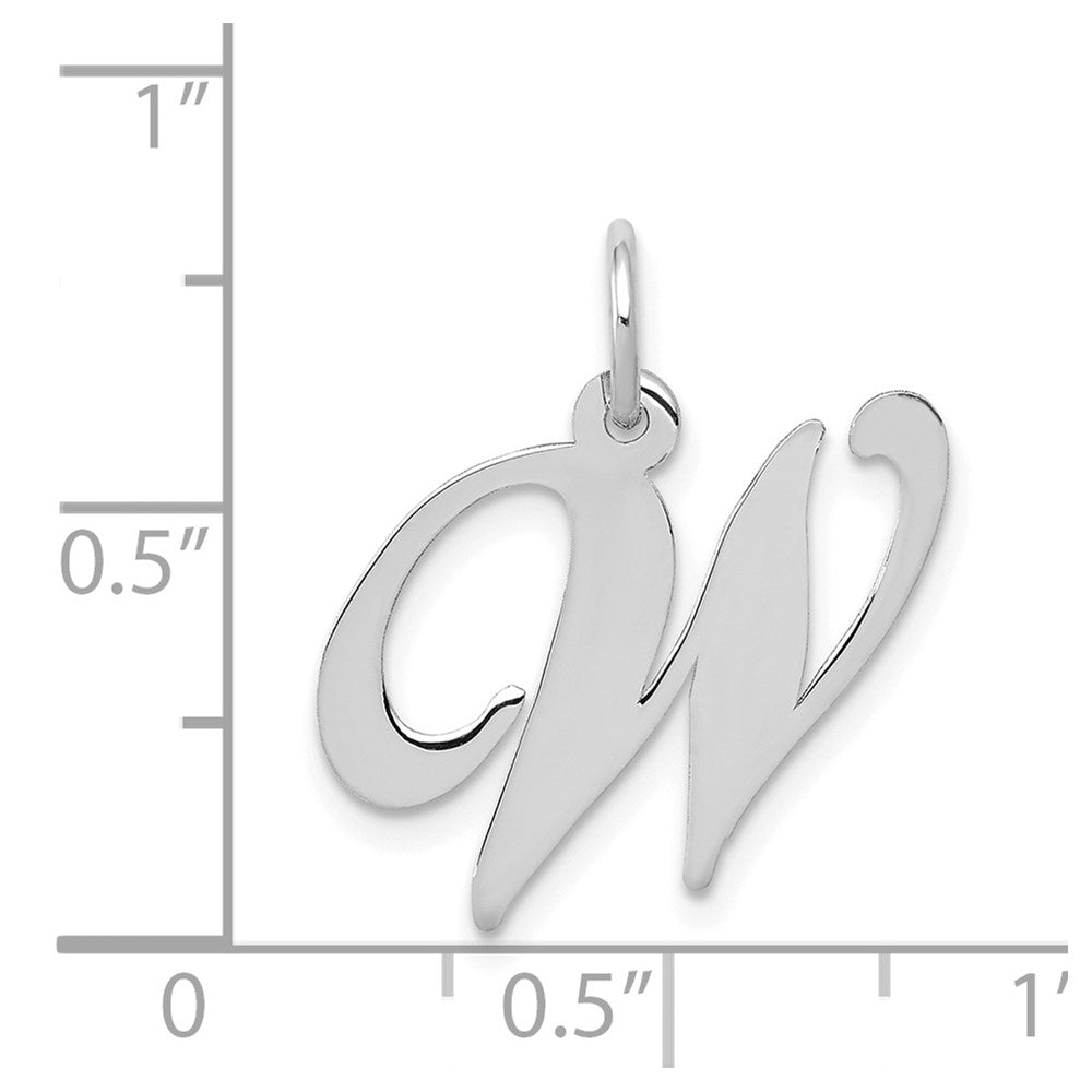 FJC Finejewelers 14 kt White Gold Medium Fancy Script Letter W Initial Charm
