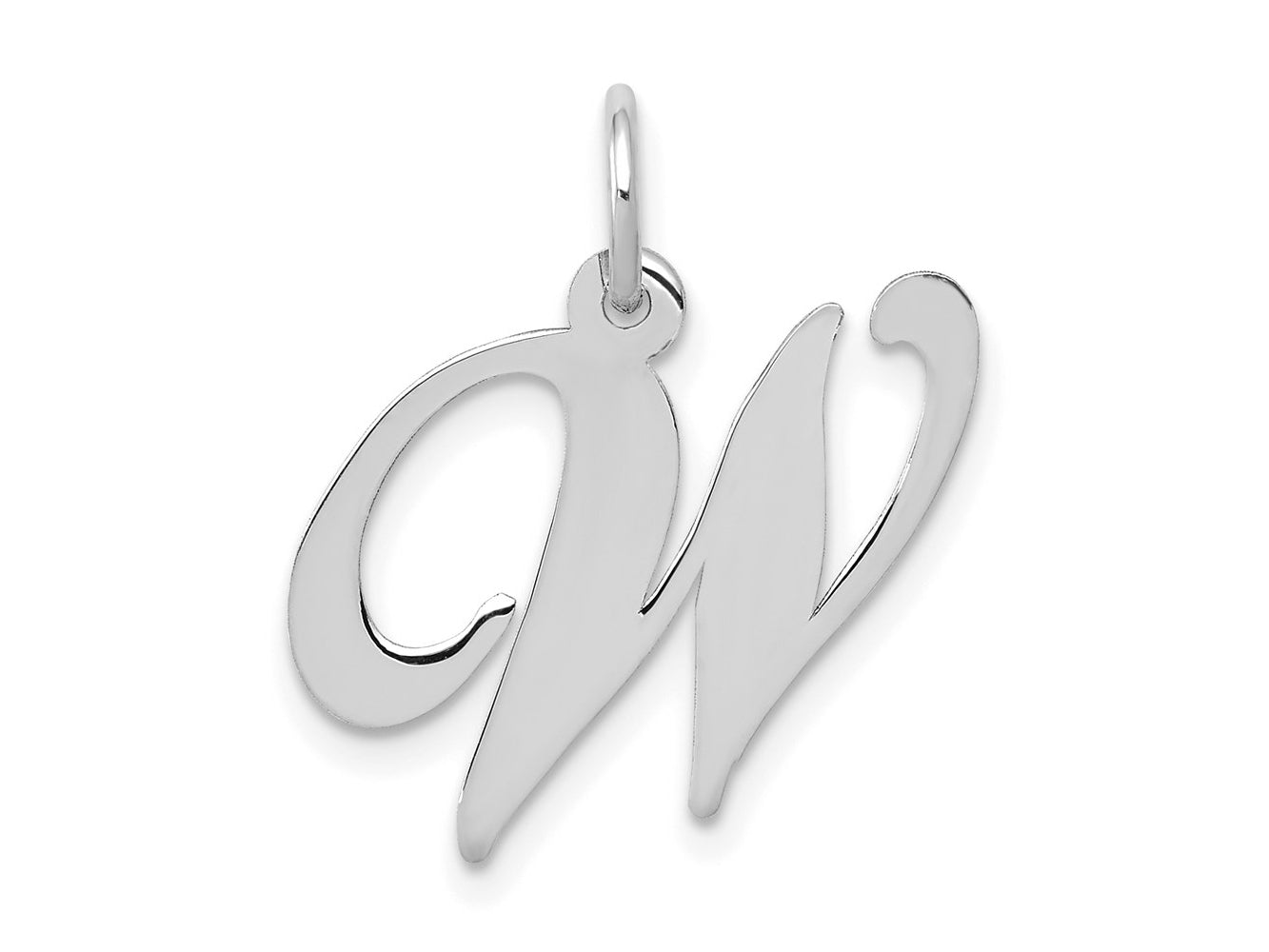 FJC Finejewelers 14 kt White Gold Medium Fancy Script Letter W Initial Charm