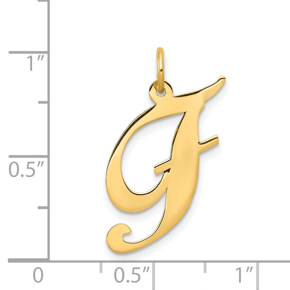 FJC Finejewelers 14 kt Yellow Gold Large Fancy Script Letter F Initial Charm