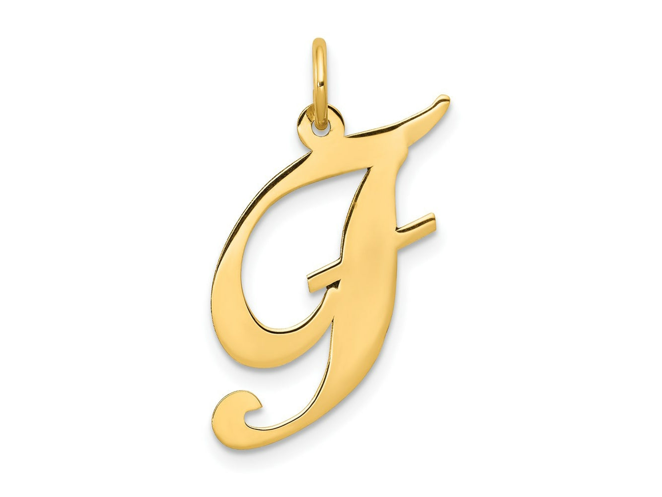 FJC Finejewelers 14 kt Yellow Gold Large Fancy Script Letter F Initial Charm