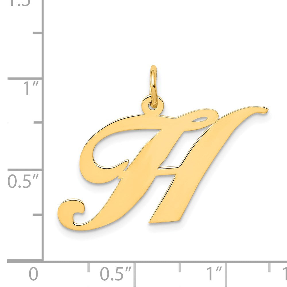 FJC Finejewelers 14 kt Yellow Gold Large Fancy Script Letter H Initial Charm