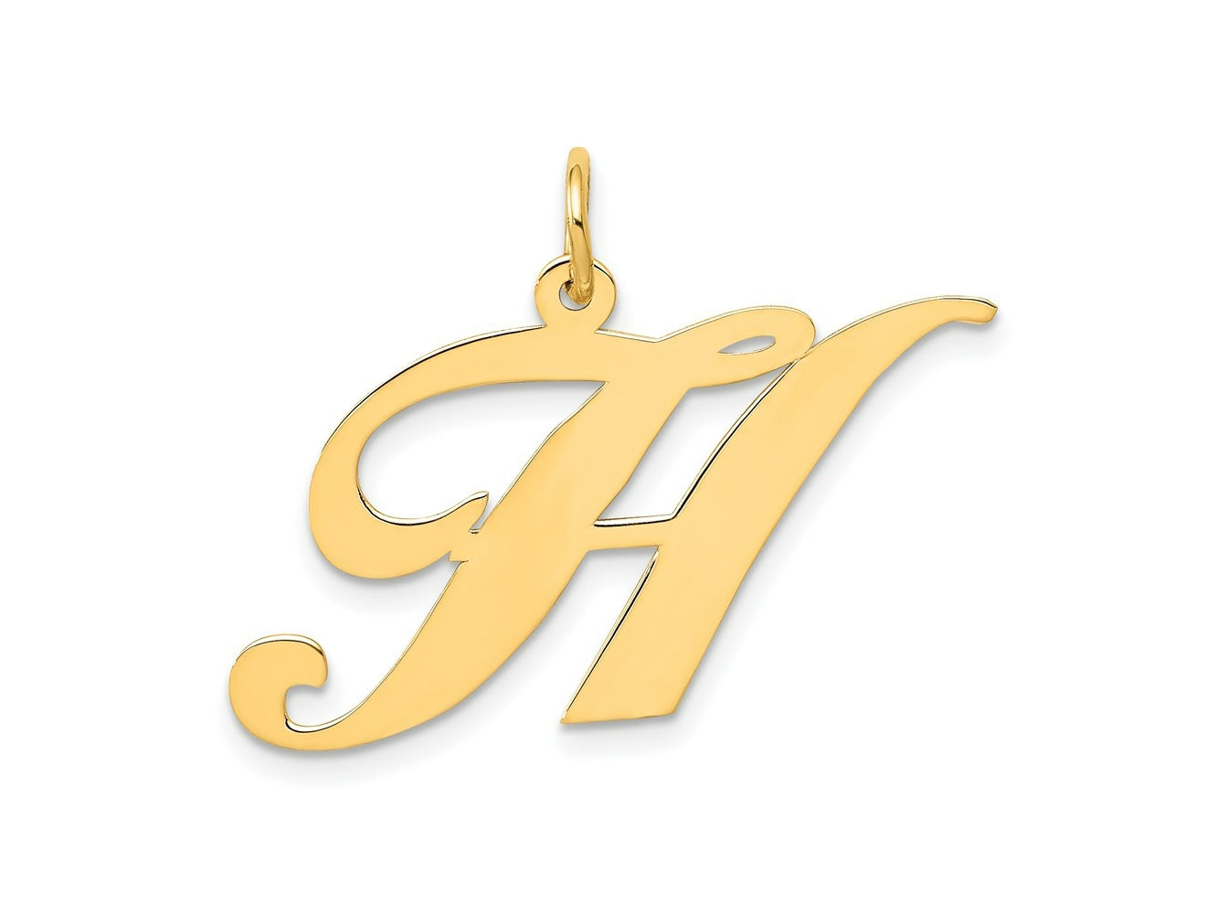 FJC Finejewelers 14 kt Yellow Gold Large Fancy Script Letter H Initial Charm