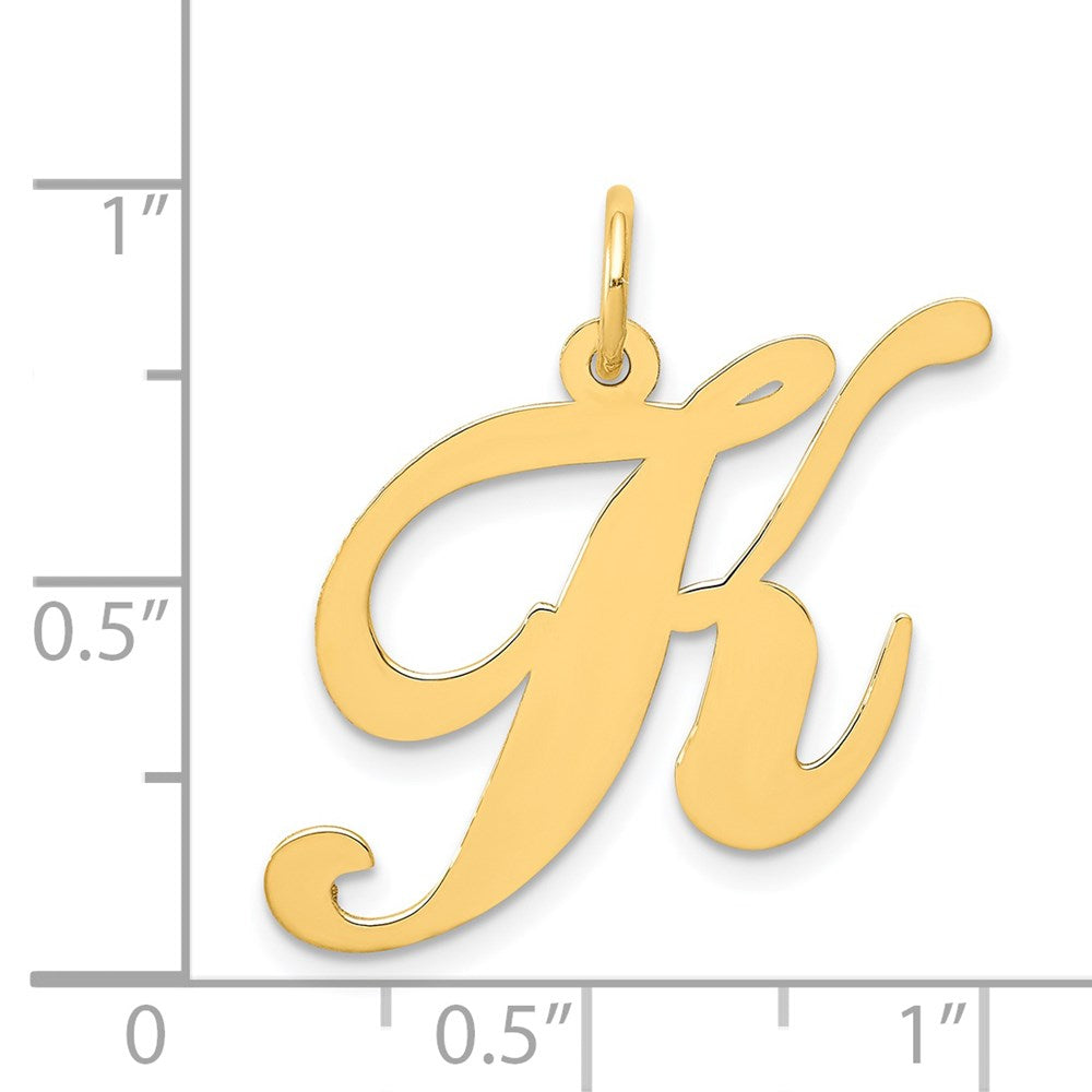 FJC Finejewelers 14 kt Yellow Gold Large Fancy Script Letter K Initial Charm