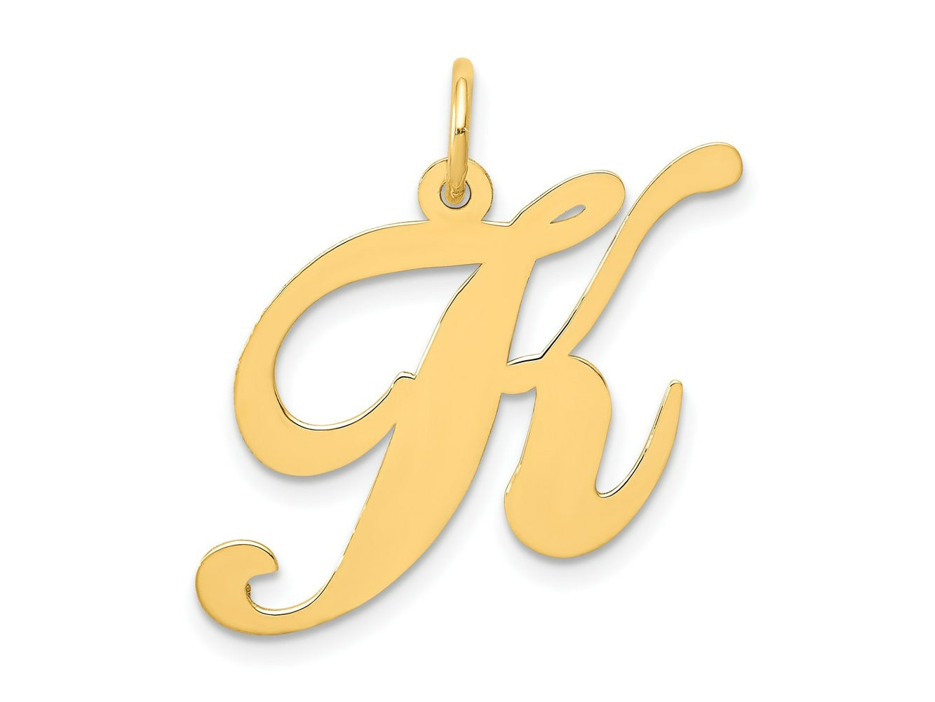 FJC Finejewelers 14 kt Yellow Gold Large Fancy Script Letter K Initial Charm
