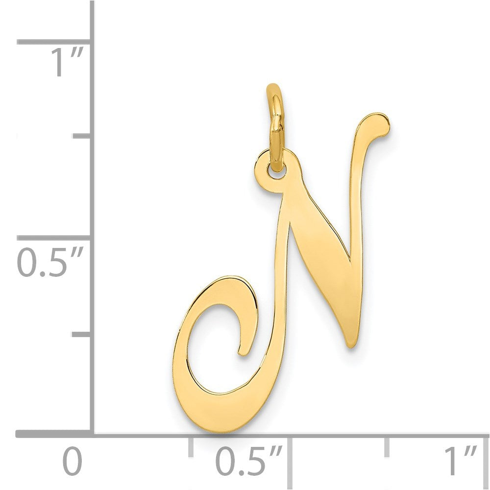 FJC Finejewelers 14 kt Yellow Gold Large Fancy Script Letter N Initial Charm