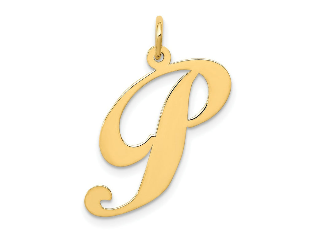 FJC Finejewelers 14 kt Yellow Gold Large Fancy Script Letter P Initial Charm