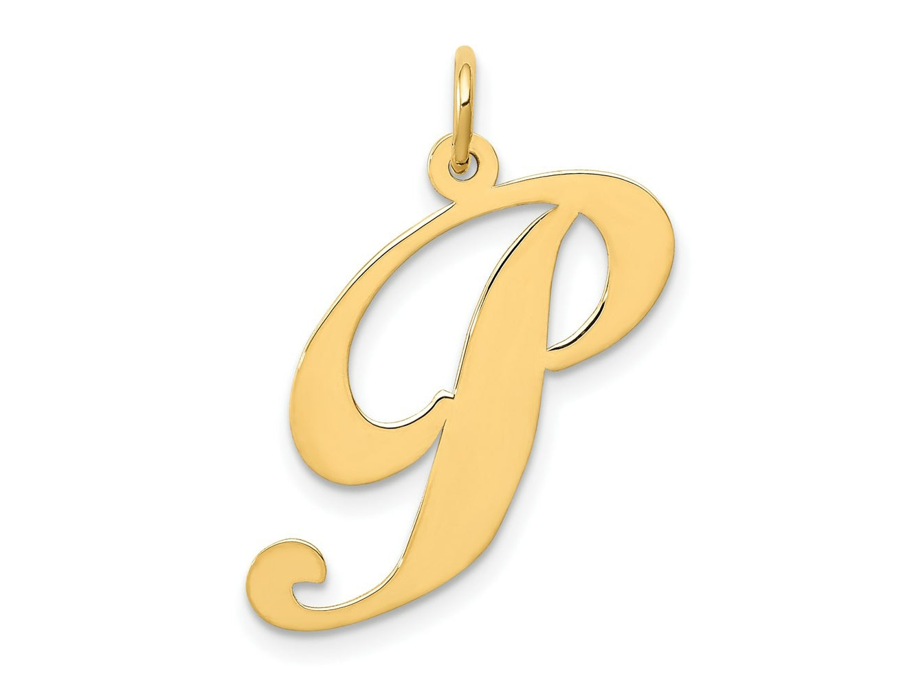 FJC Finejewelers 14 kt Yellow Gold Large Fancy Script Letter P Initial Charm