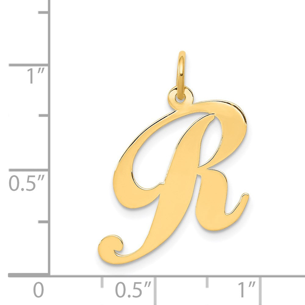 FJC Finejewelers 14 kt Yellow Gold Large Fancy Script Letter R Initial Charm