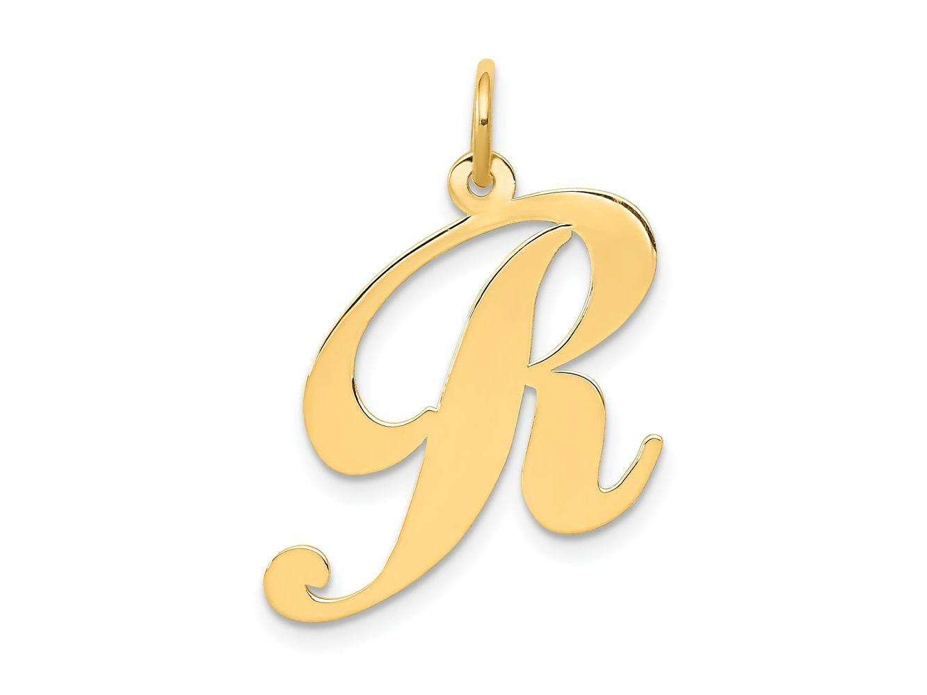 FJC Finejewelers 14 kt Yellow Gold Large Fancy Script Letter R Initial Charm