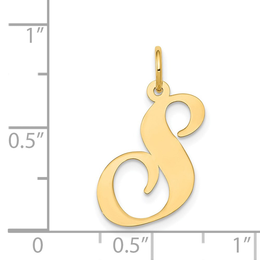 FJC Finejewelers 14 kt Yellow Gold Large Fancy Script Letter S Initial Charm