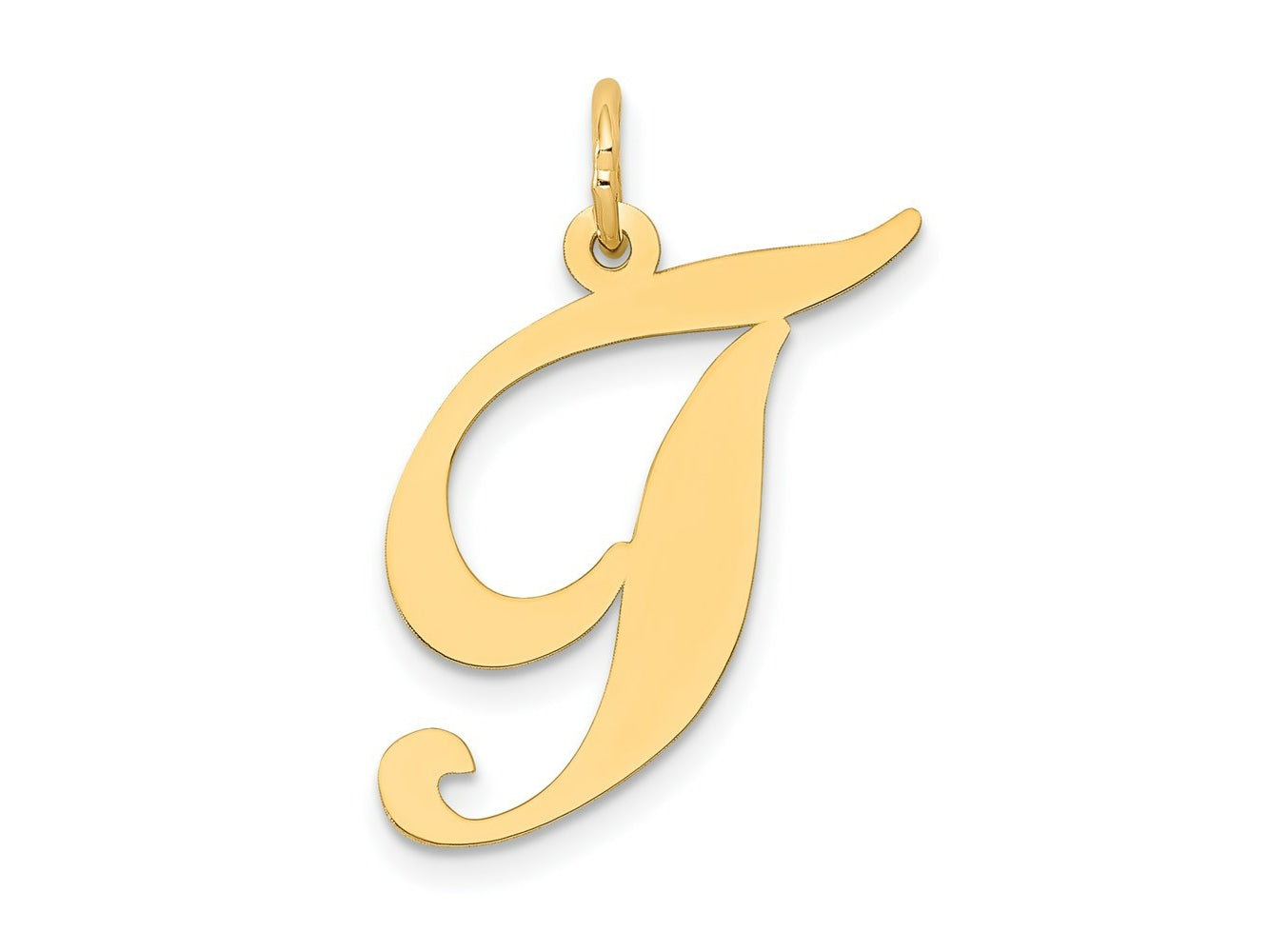 FJC Finejewelers 14 kt Yellow Gold Large Fancy Script Letter T Initial Charm
