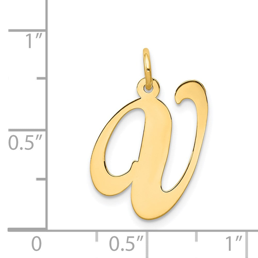 FJC Finejewelers 14 kt Yellow Gold Large Fancy Script Letter V Initial Charm