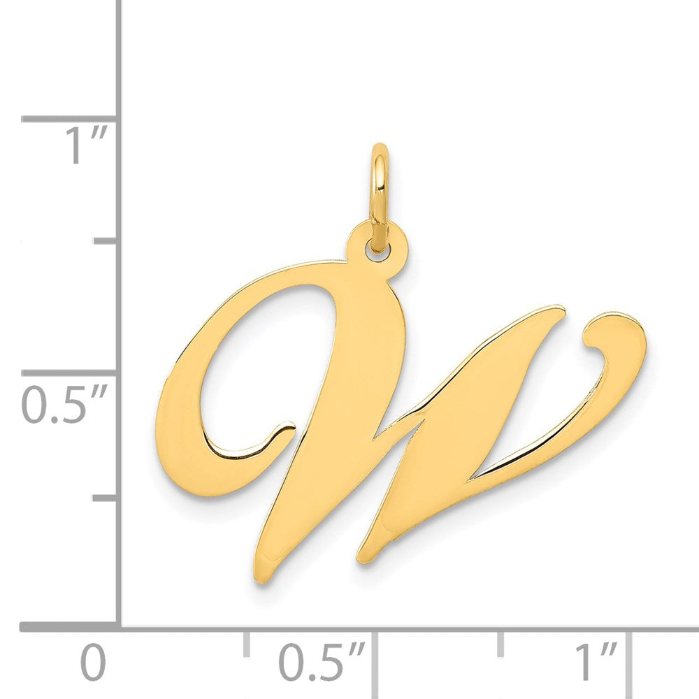 FJC Finejewelers 14 kt Yellow Gold Large Fancy Script Letter W Initial Charm