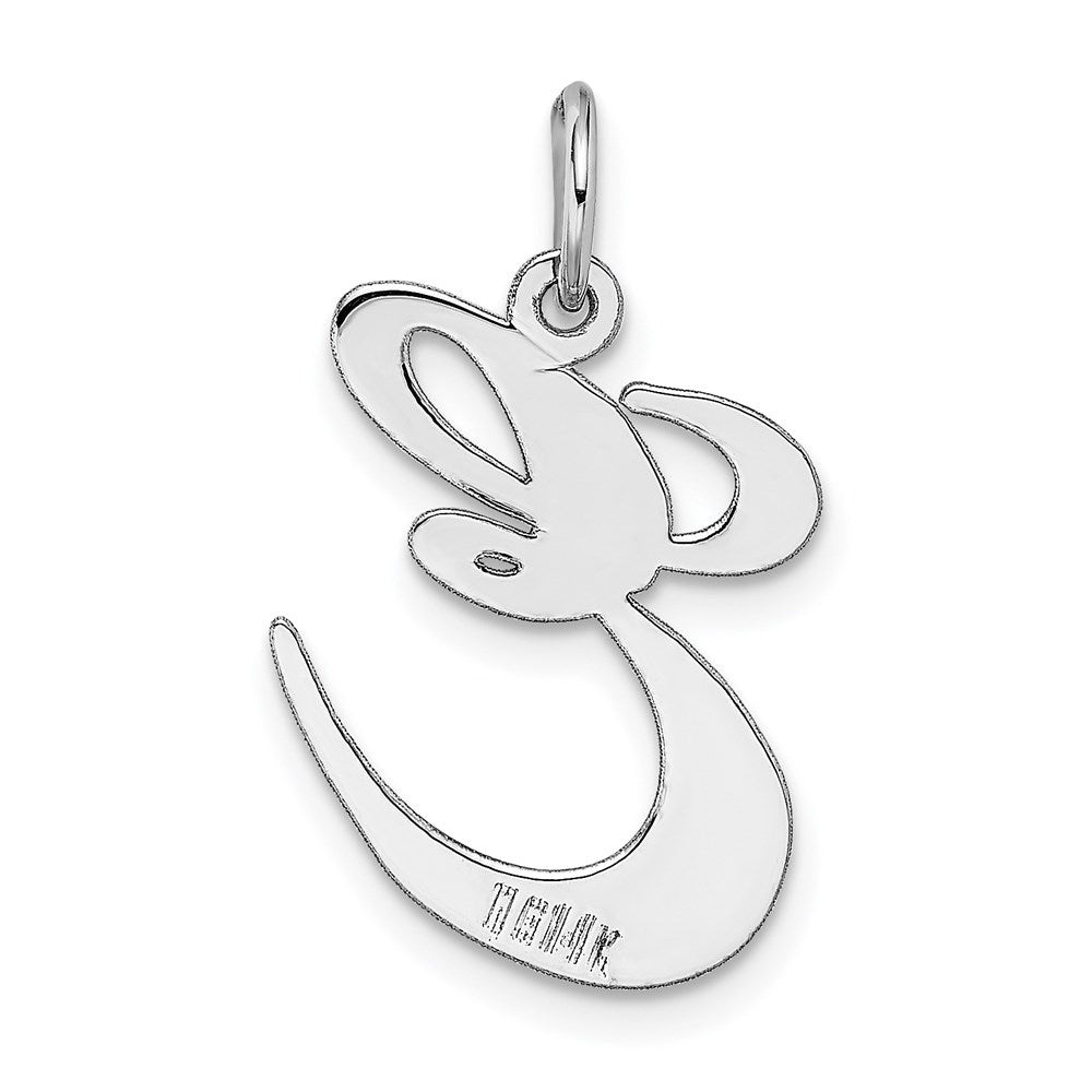 FJC Finejewelers 14 kt White Gold Large Fancy Script Letter E Initial Charm
