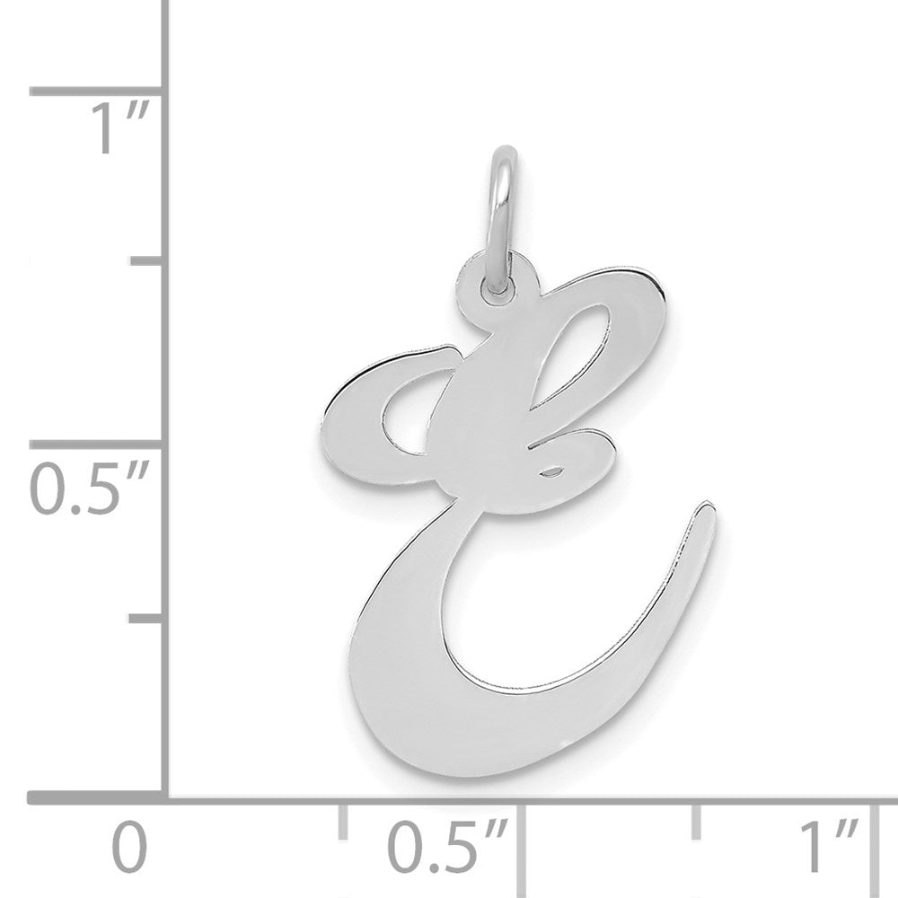 FJC Finejewelers 14 kt White Gold Large Fancy Script Letter E Initial Charm