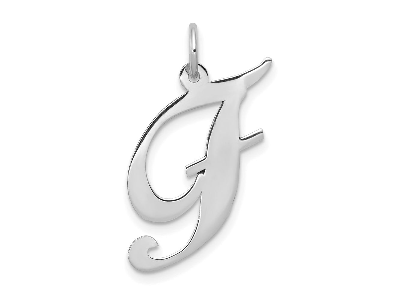 FJC Finejewelers 14 kt White Gold Large Fancy Script Letter F Initial Charm