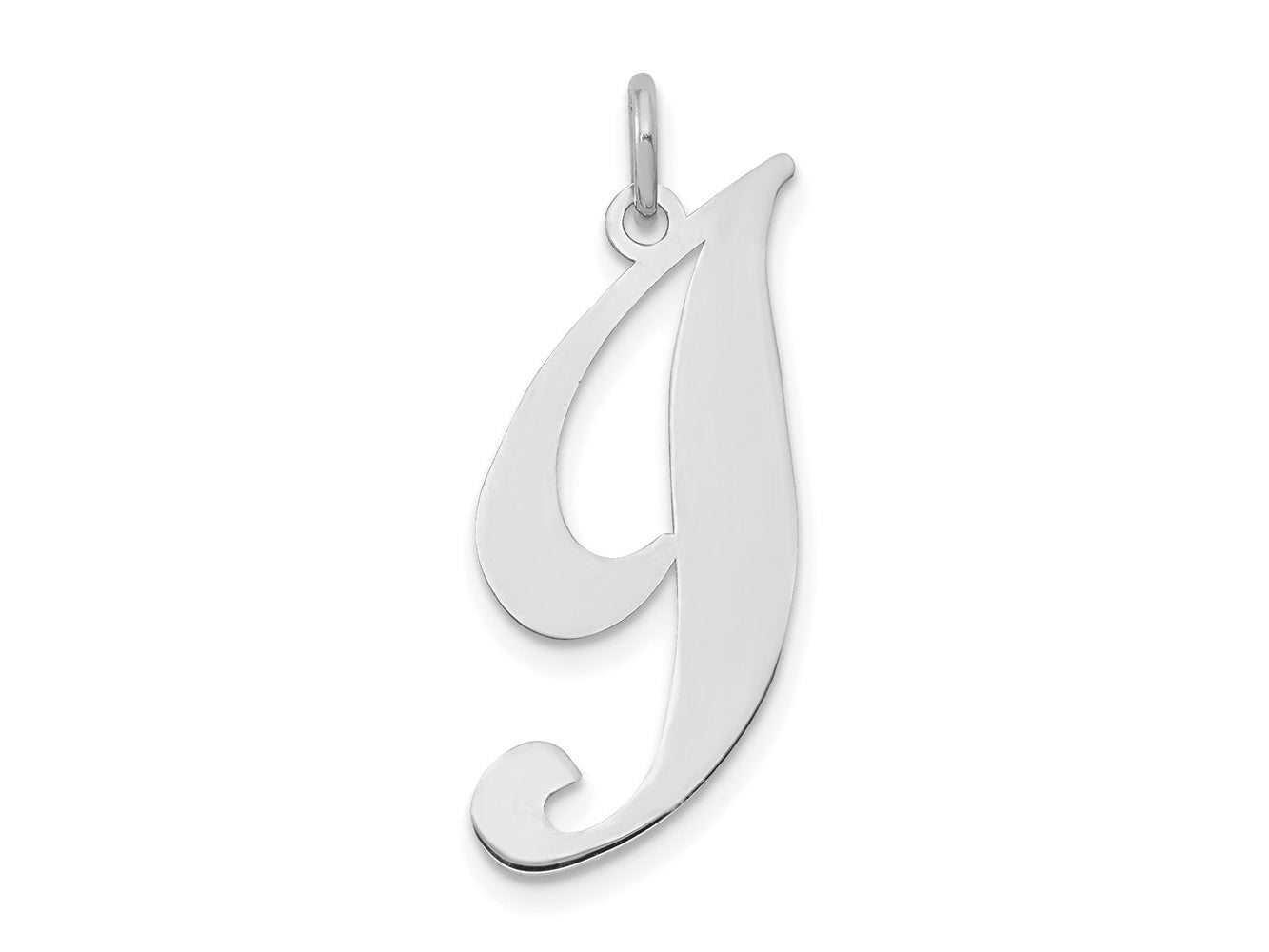 FJC Finejewelers 14 kt White Gold Large Fancy Script Letter I Initial Charm