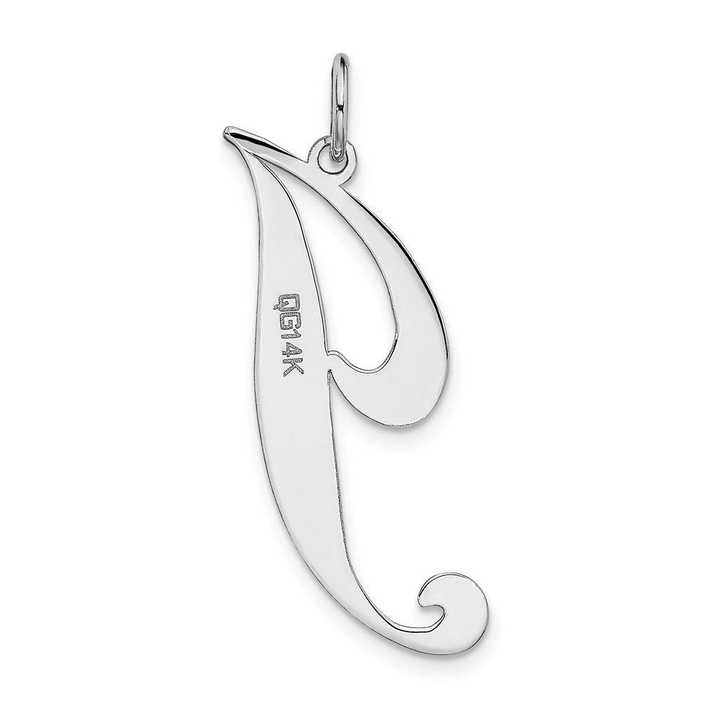 FJC Finejewelers 14 kt White Gold Large Fancy Script Letter J Initial Charm