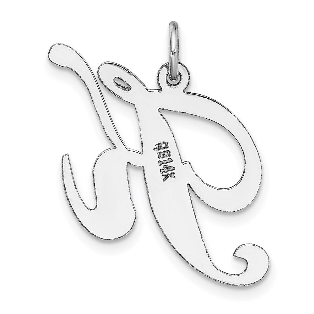 FJC Finejewelers 14 kt White Gold Large Fancy Script Letter K Initial Charm