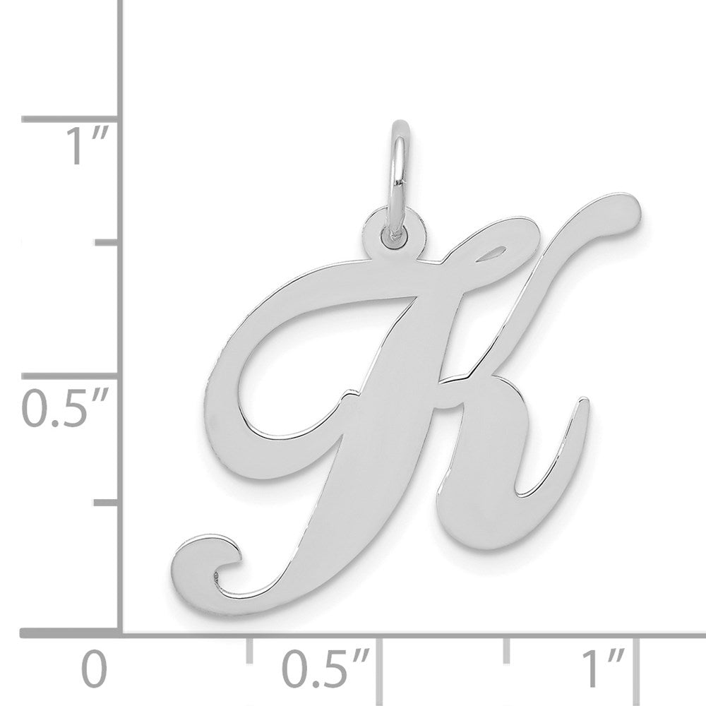 FJC Finejewelers 14 kt White Gold Large Fancy Script Letter K Initial Charm