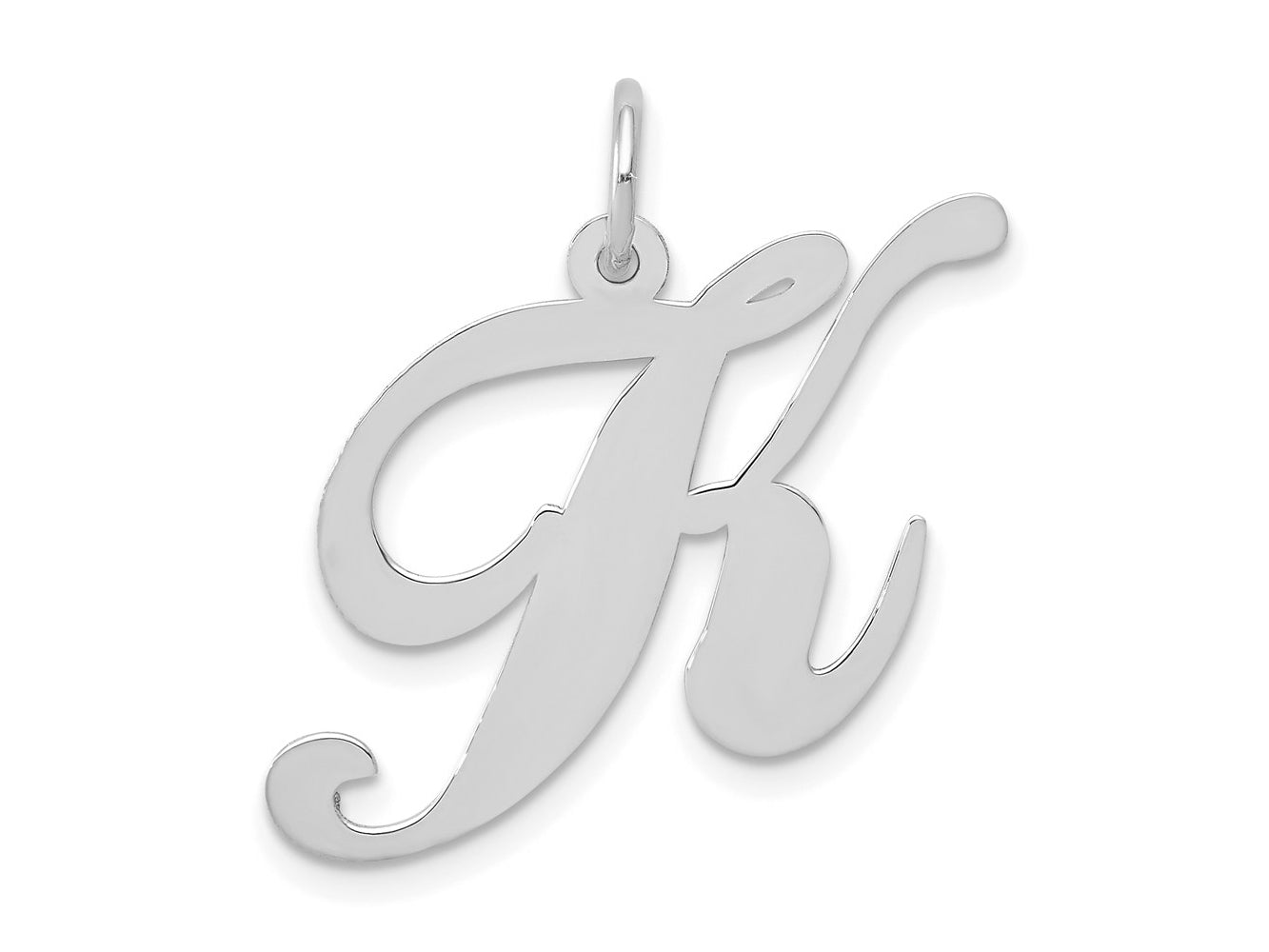 FJC Finejewelers 14 kt White Gold Large Fancy Script Letter K Initial Charm