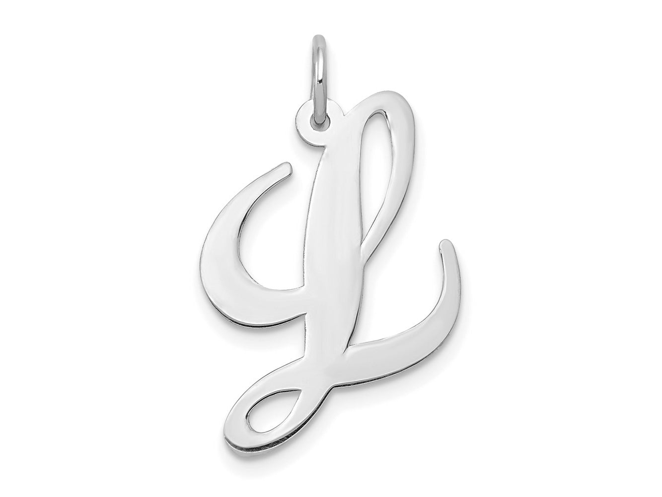FJC Finejewelers 14 kt White Gold Large Fancy Script Letter L Initial Charm