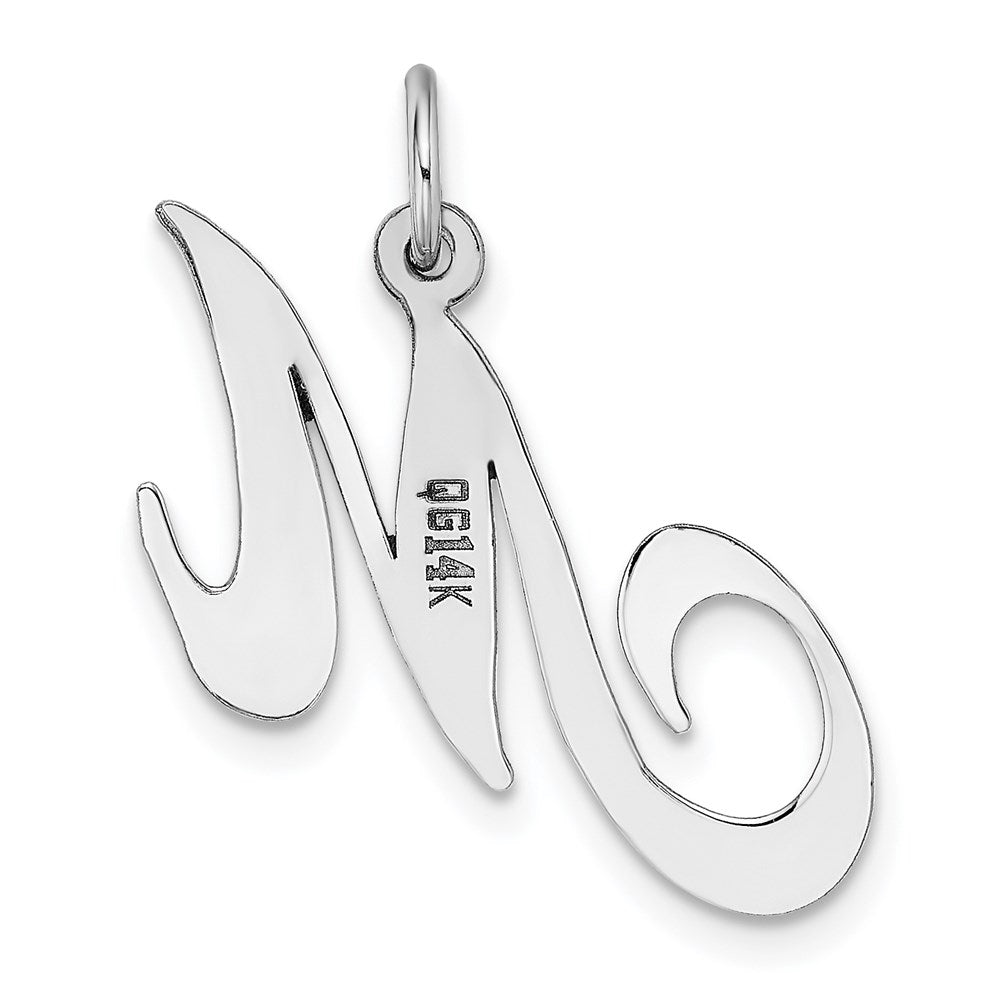 FJC Finejewelers 14 kt White Gold Large Fancy Script Letter M Initial Charm