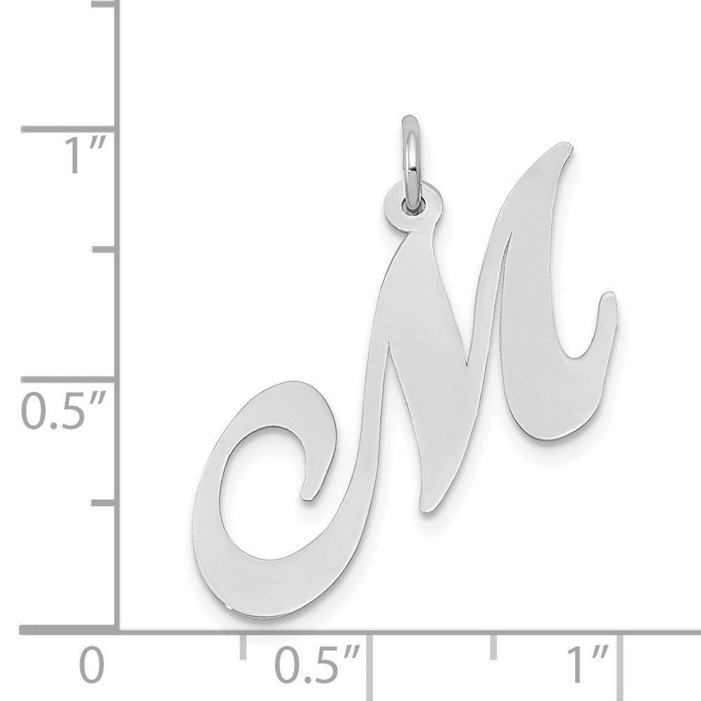 FJC Finejewelers 14 kt White Gold Large Fancy Script Letter M Initial Charm
