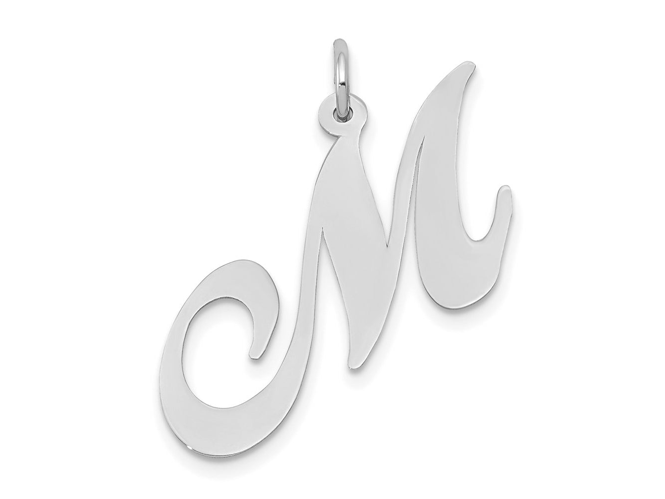 FJC Finejewelers 14 kt White Gold Large Fancy Script Letter M Initial Charm