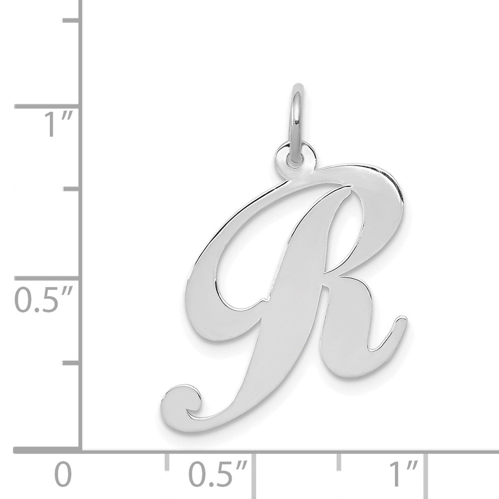 FJC Finejewelers 14 kt White Gold Large Fancy Script Letter R Initial Charm