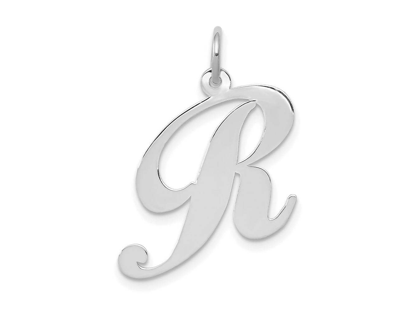 FJC Finejewelers 14 kt White Gold Large Fancy Script Letter R Initial Charm