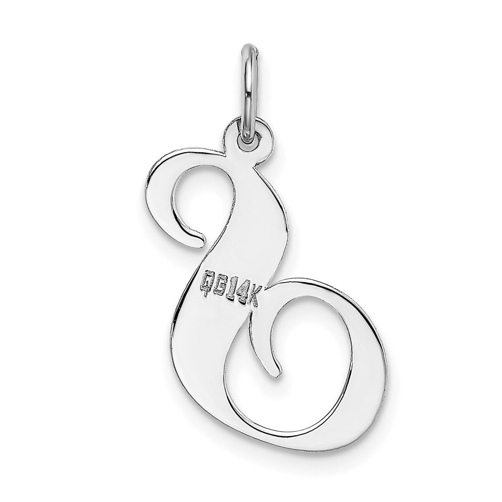 FJC Finejewelers 14 kt White Gold Large Fancy Script Letter S Initial Charm