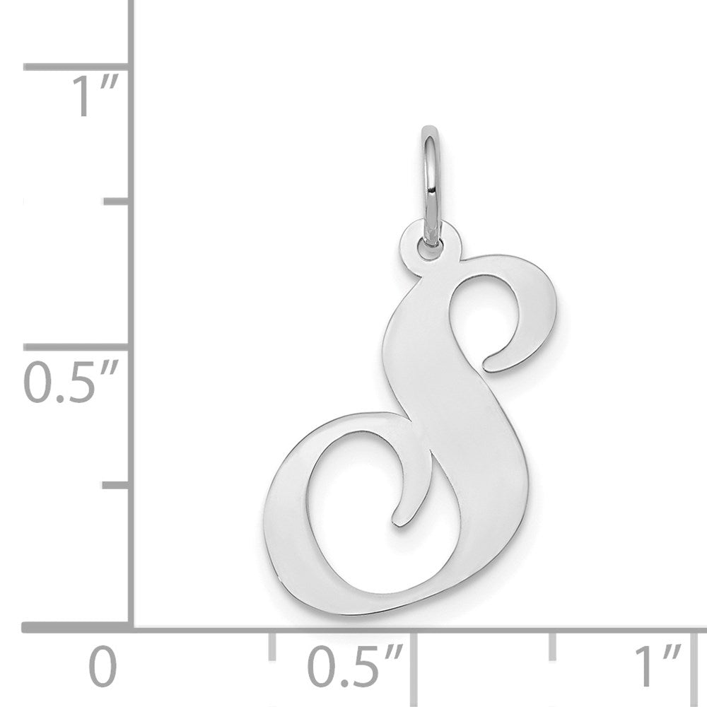 FJC Finejewelers 14 kt White Gold Large Fancy Script Letter S Initial Charm