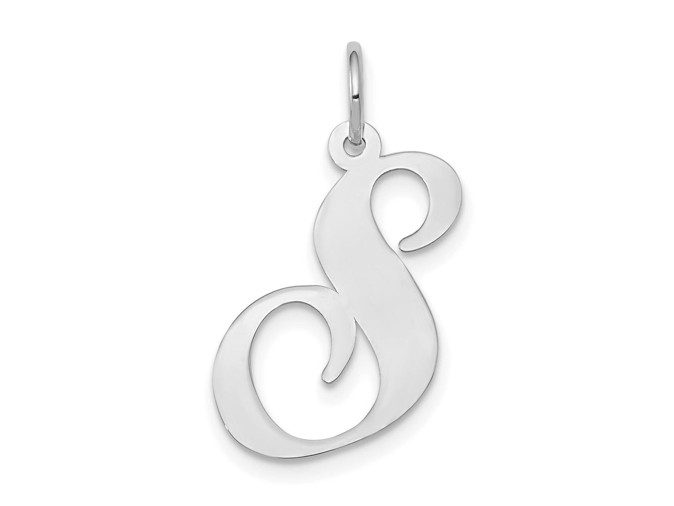 FJC Finejewelers 14 kt White Gold Large Fancy Script Letter S Initial Charm