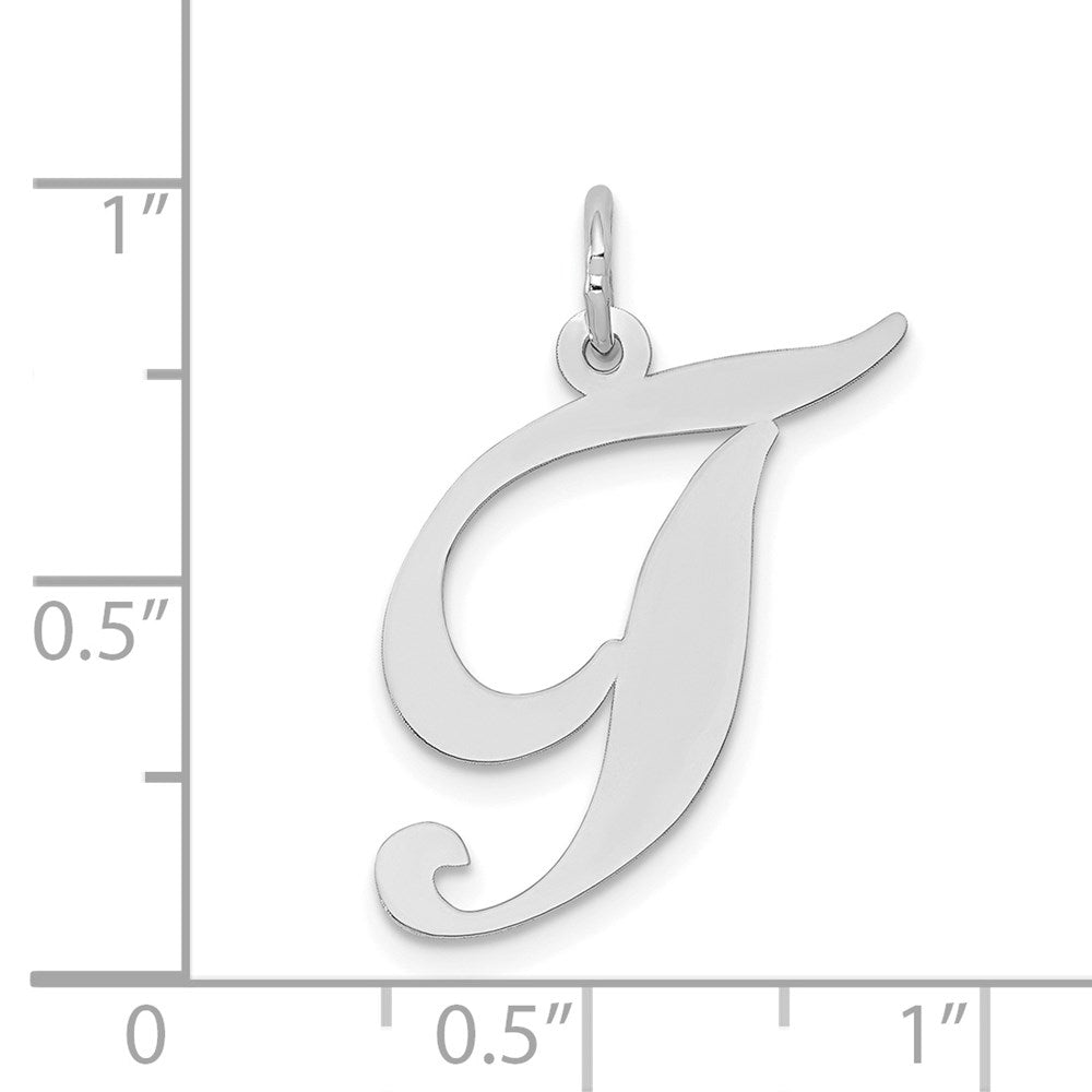 FJC Finejewelers 14 kt White Gold Large Fancy Script Letter T Initial Charm