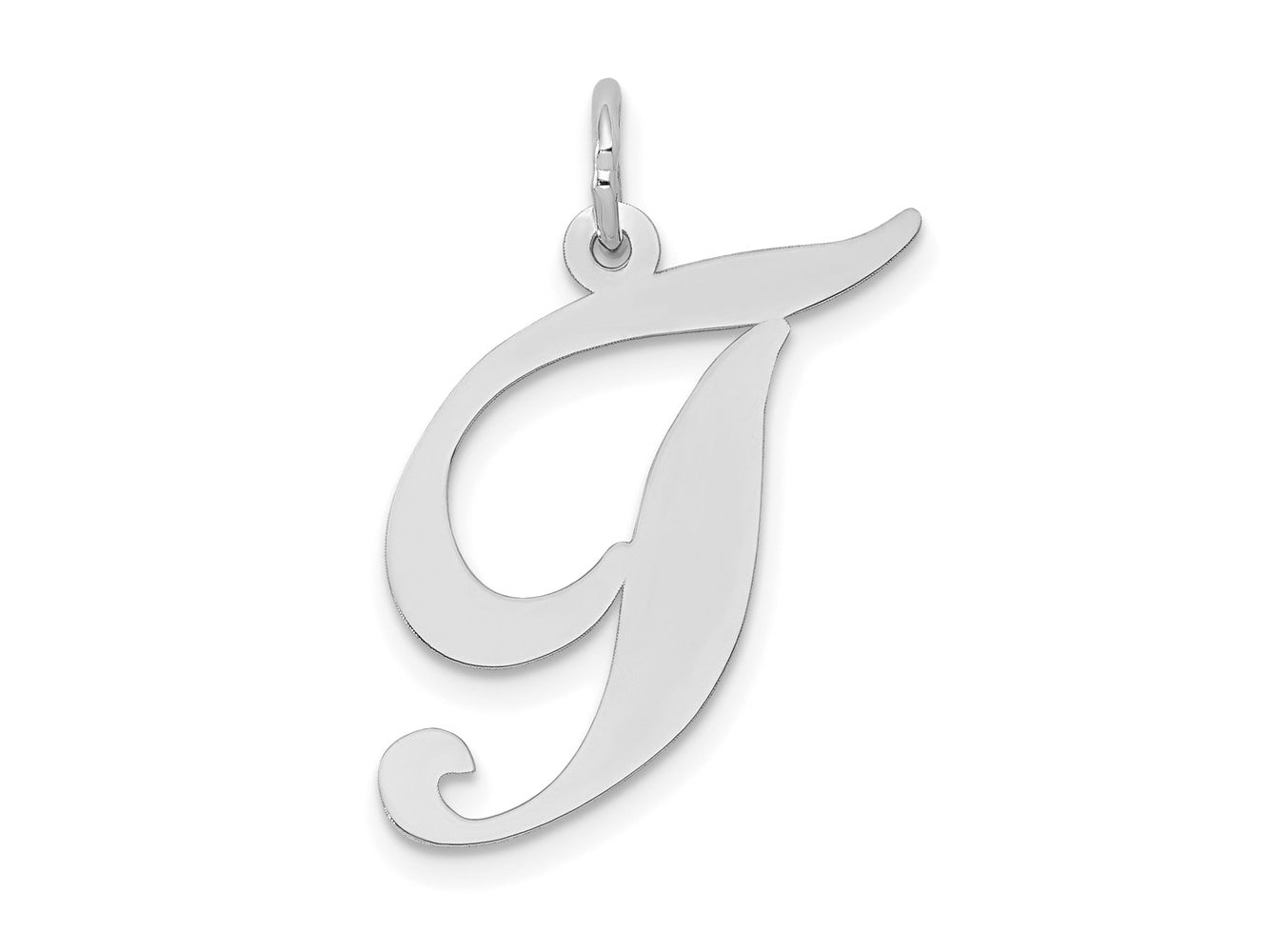FJC Finejewelers 14 kt White Gold Large Fancy Script Letter T Initial Charm