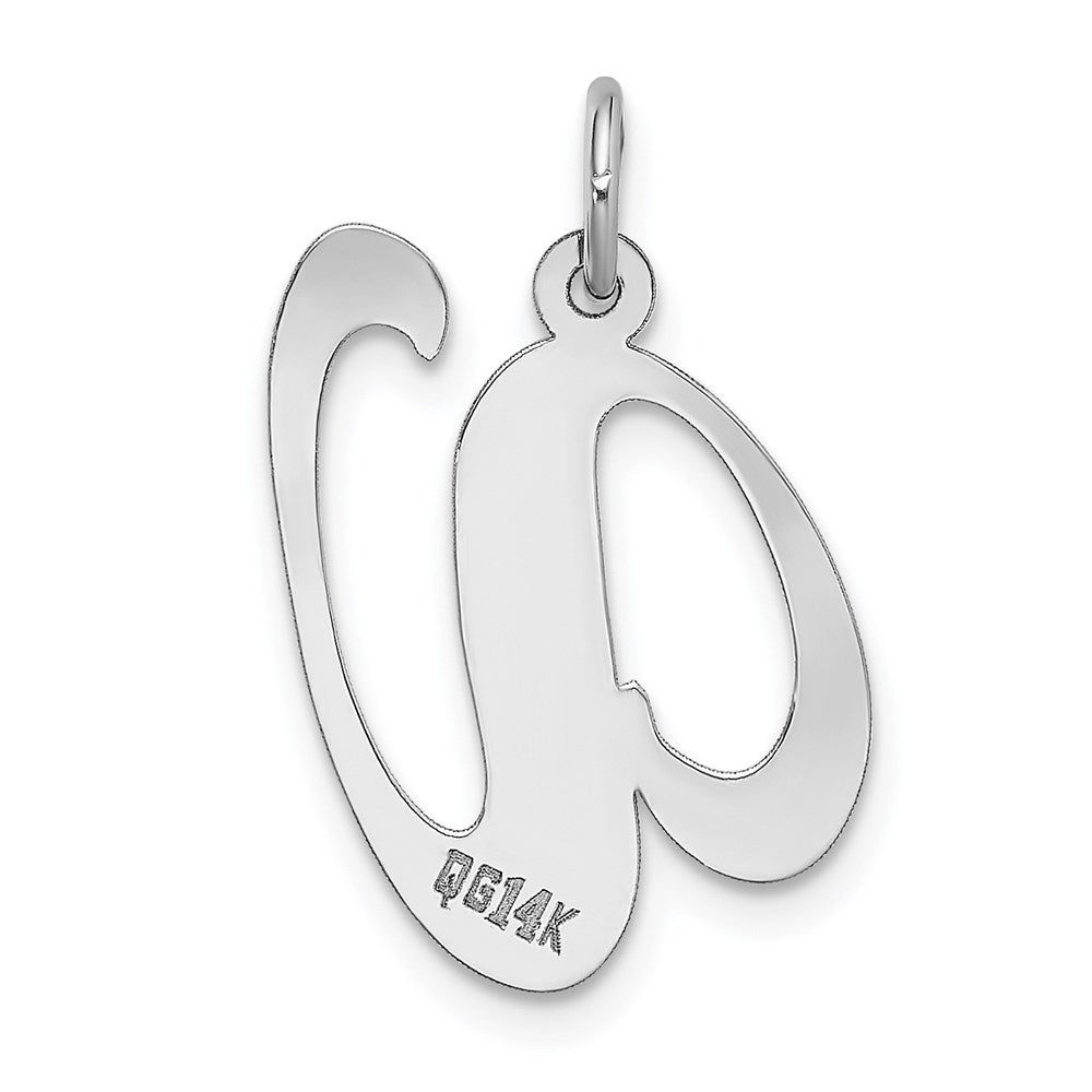 FJC Finejewelers 14 kt White Gold Large Fancy Script Letter V Initial Charm