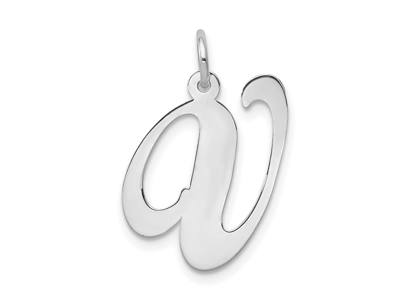 FJC Finejewelers 14 kt White Gold Large Fancy Script Letter V Initial Charm