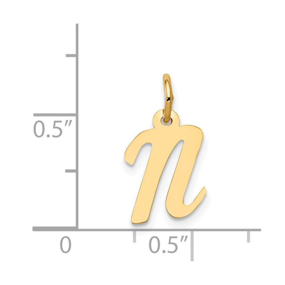 FJC Finejewelers 14 kt Yellow Gold Small Script Letter N Initial Charm
