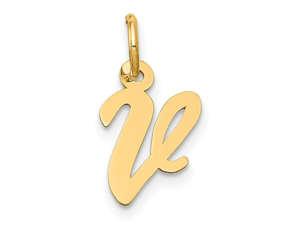 FJC Finejewelers 14 kt Yellow Gold Small Script Letter V Initial Charm