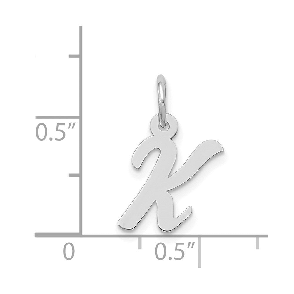 FJC Finejewelers 14 kt White Gold Small Script Letter K Initial Charm