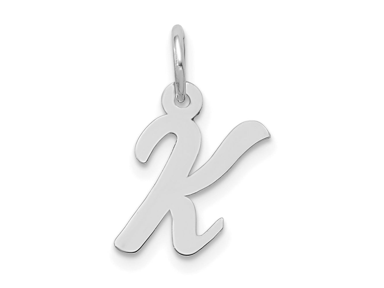 FJC Finejewelers 14 kt White Gold Small Script Letter K Initial Charm