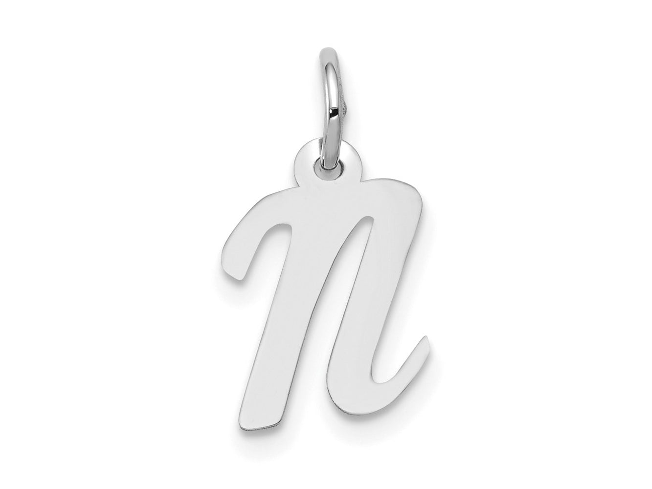 FJC Finejewelers 14 kt White Gold Small Script Letter N Initial Charm